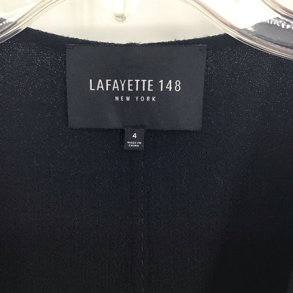 Lafayette 148 New York Matte Open Front Wool Jacket Career Casual Black Size 4 - Picture 5 of 8